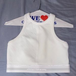 Alexander Wang reflective logo bra top in stretch knit